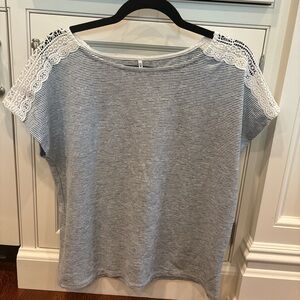 Blue and grey stripped lace top!